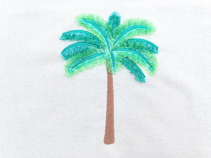 Fringed Fluffy Palm Tree summer beach design fringe chenille special WS thread machine embroidery designs