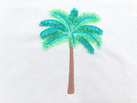 Fringed Fluffy Palm Tree summer beach design fringe chenille special WS thread machine embroidery designs