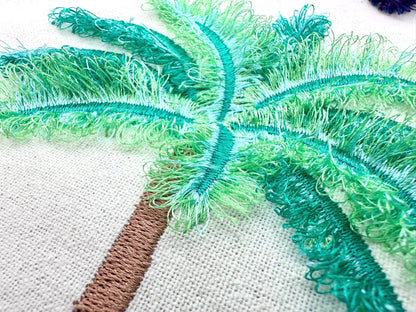 Fringed Fluffy Palm Tree summer beach design fringe chenille special WS thread machine embroidery designs