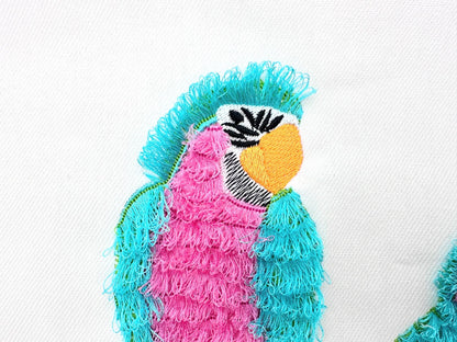 Fringed Fluffy Macaw big Parrot bird fringe chenille special WS thread machine embroidery designs
