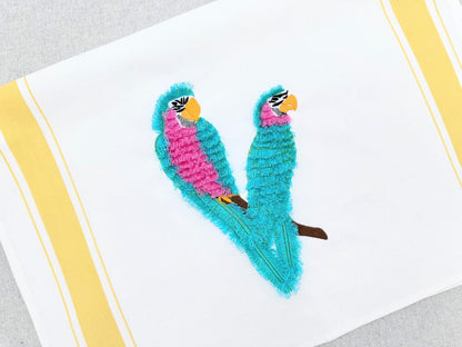 Fringed Fluffy Macaw big Parrot bird fringe chenille special WS thread machine embroidery designs