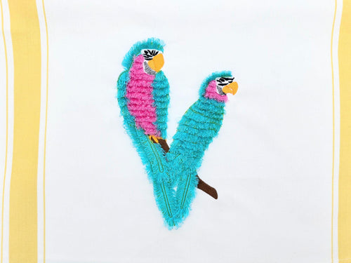 Fringed Fluffy Macaw big Parrot bird fringe chenille special WS thread machine embroidery designs