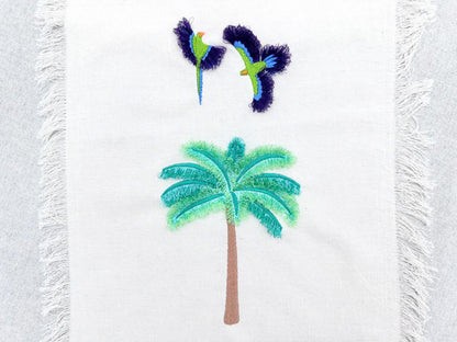 Fringed Fluffy Palm Tree summer beach design fringe chenille special WS thread machine embroidery designs