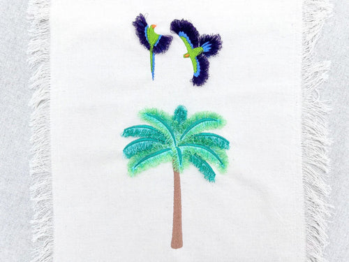 Fringed Fluffy Palm Tree summer beach design fringe chenille special WS thread machine embroidery designs