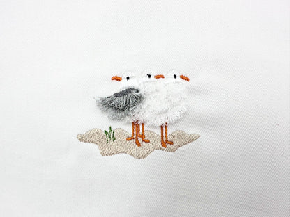 Fringed Fluffy Seagull Flock of 3 bird sea beach summer fringe chenille special WS thread machine embroidery designs