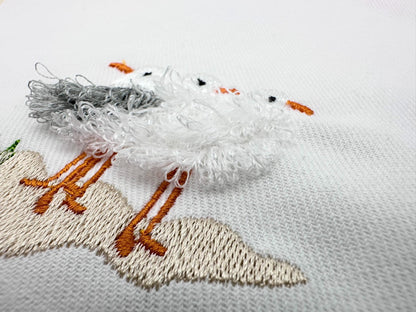 Fringed Fluffy Seagull Flock of 3 bird sea beach summer fringe chenille special WS thread machine embroidery designs