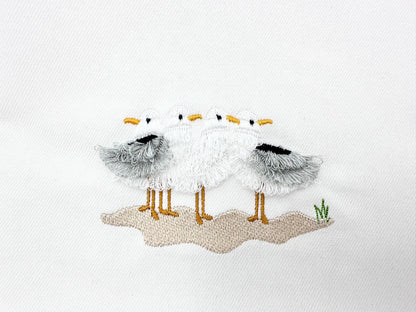 Fringed Fluffy Seagull Flock of 4 bird sea beach summer fringe chenille special WS thread machine embroidery designs