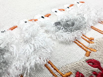 Fringed Fluffy Seagull Flock of 7 bird sea beach summer fringe chenille special WS thread machine embroidery designs