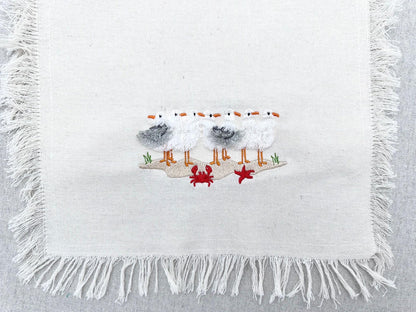 Fringed Fluffy Seagull Flock of 7 bird sea beach summer fringe chenille special WS thread machine embroidery designs