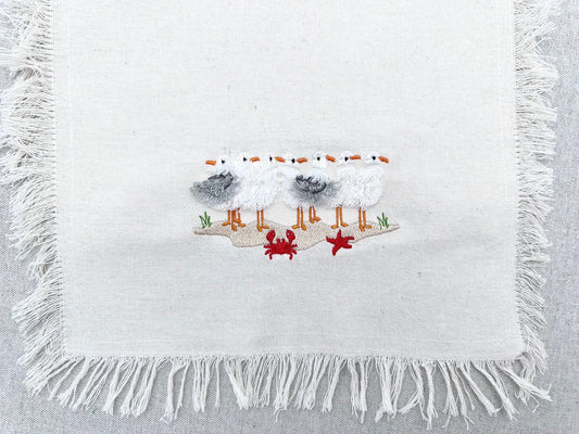 Fringed Fluffy Seagull Flock of 7 bird sea beach summer fringe chenille special WS thread machine embroidery designs