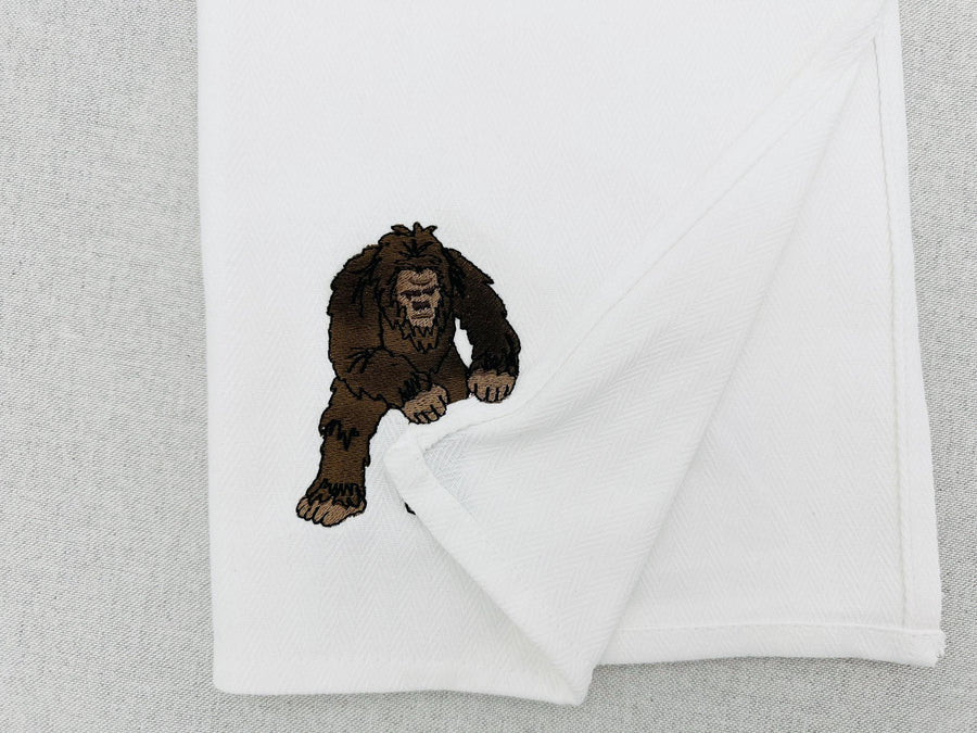 Playing Bigfoot Yeti Sasquatch kitchen dish towel animal Thief kids boys machine embroidery designs ITH project simply in the hoop