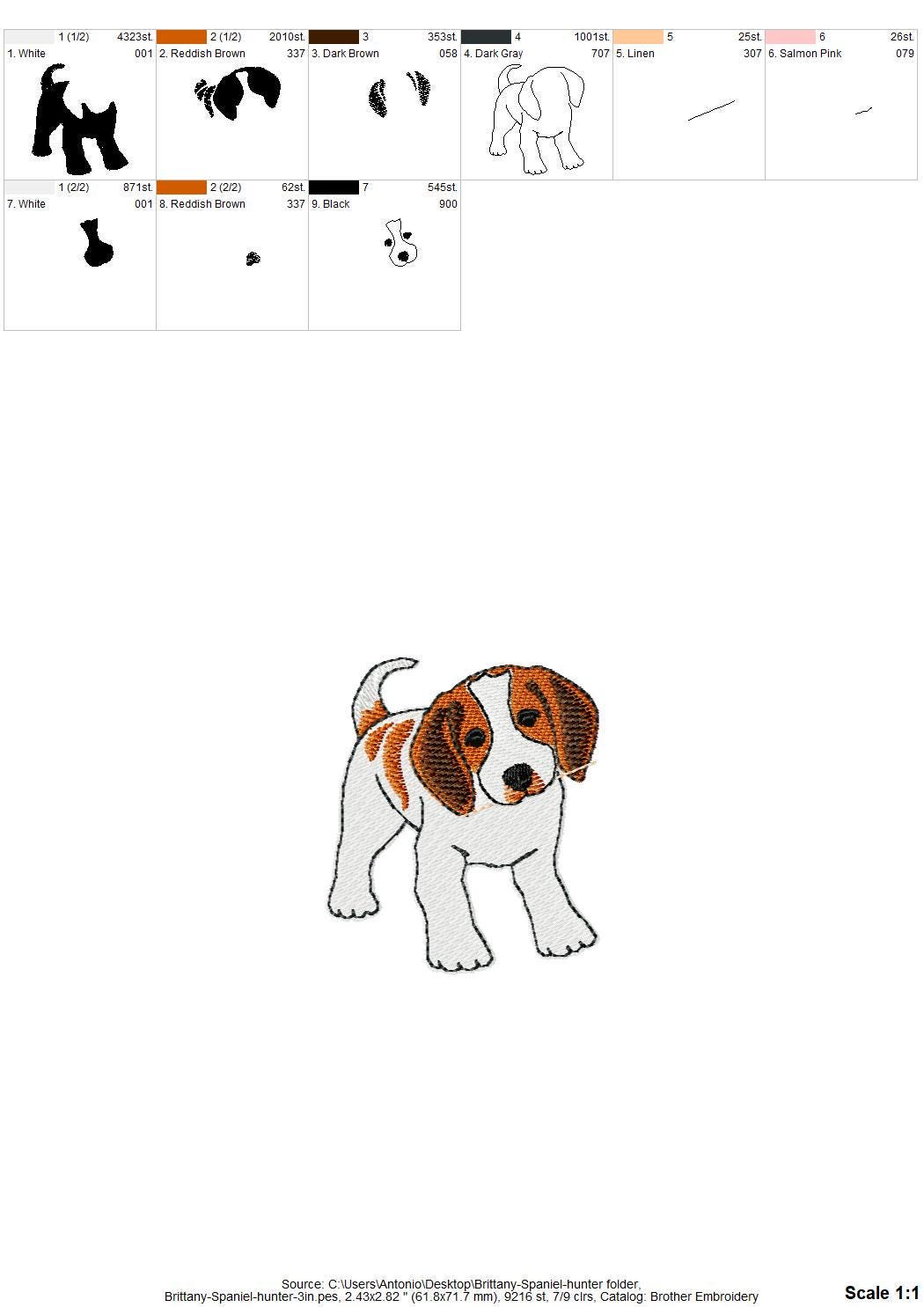 Playing Brittany Spaniel Puppy Dog Mama kitchen dish towel pet animal kids machine embroidery designs ITH