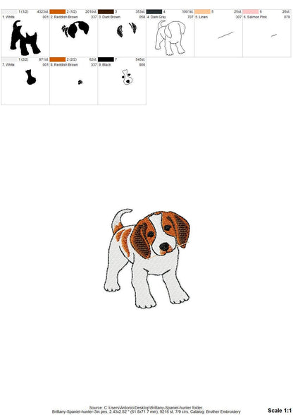 Playing Brittany Spaniel Puppy Dog Mama kitchen dish towel pet animal kids machine embroidery designs ITH
