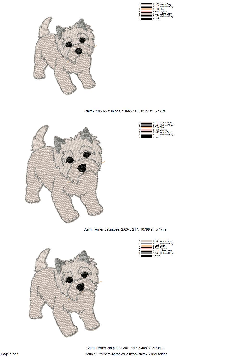 Playing Cairn Terrier Puppy Dog Mama kitchen dish towel pet animal kids machine embroidery designs ITH