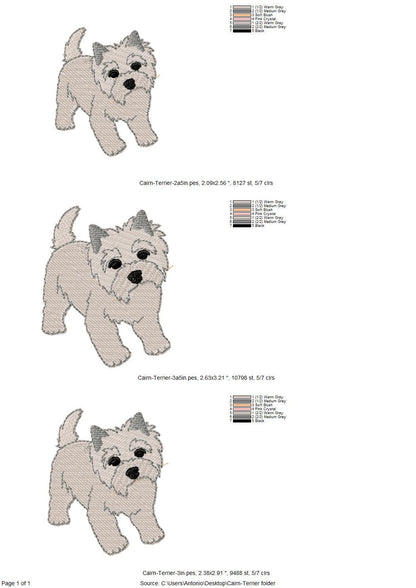Playing Cairn Terrier Puppy Dog Mama kitchen dish towel pet animal kids machine embroidery designs ITH