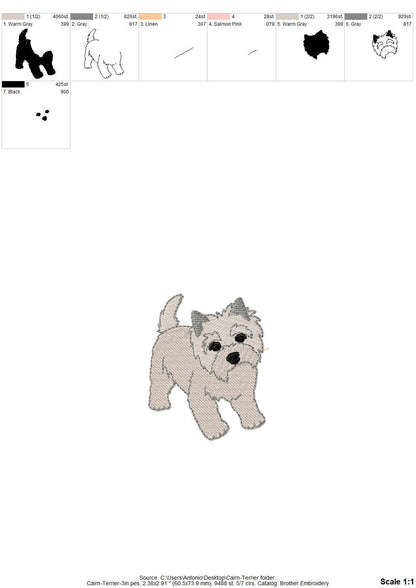 Playing Cairn Terrier Puppy Dog Mama kitchen dish towel pet animal kids machine embroidery designs ITH