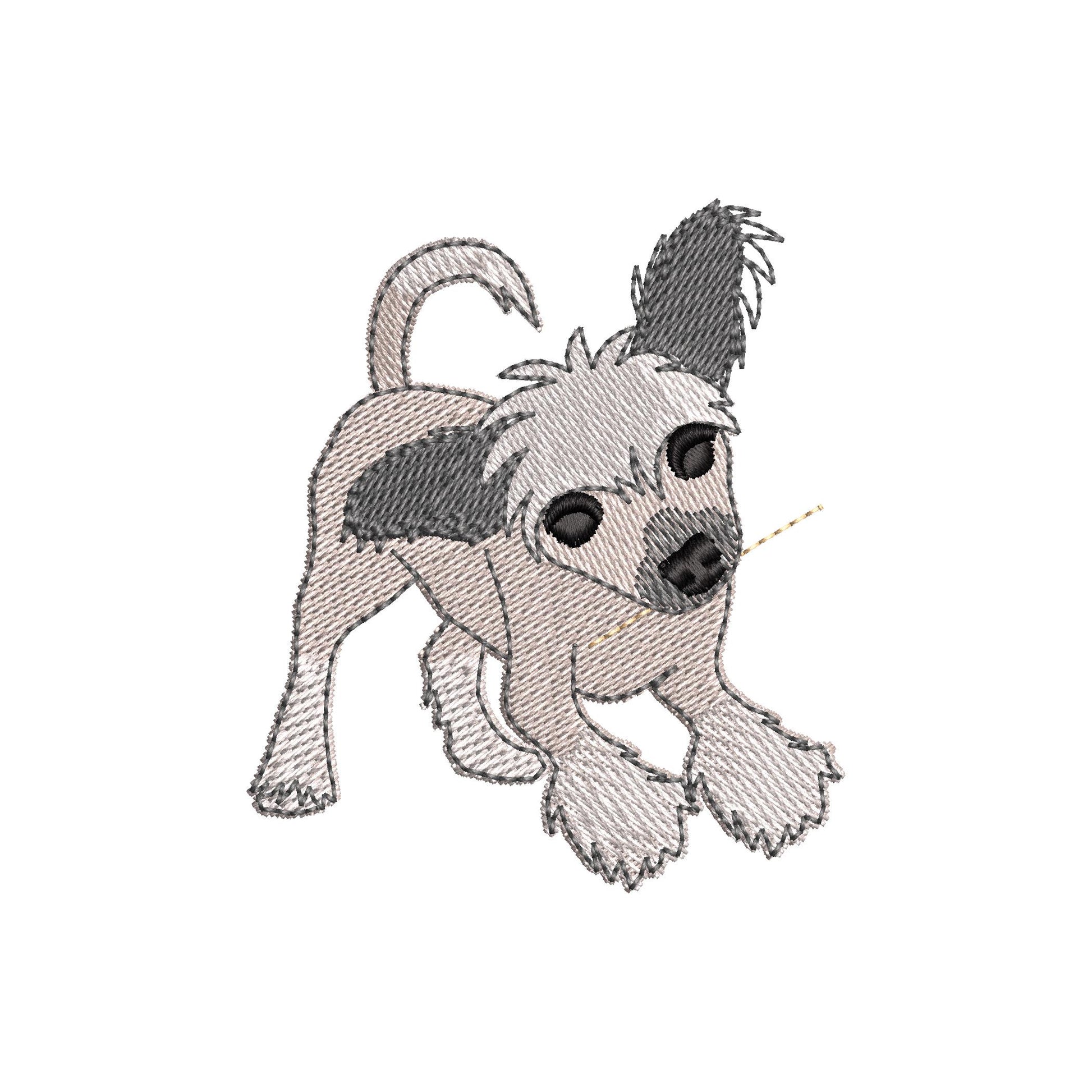 Playing Chinese Crested Puppy Dog Mama kitchen dish towel pet animal kids machine embroidery designs ITH