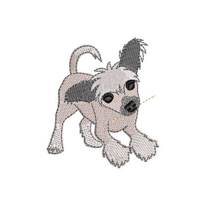 Playing Chinese Crested Puppy Dog Mama kitchen dish towel pet animal kids machine embroidery designs ITH