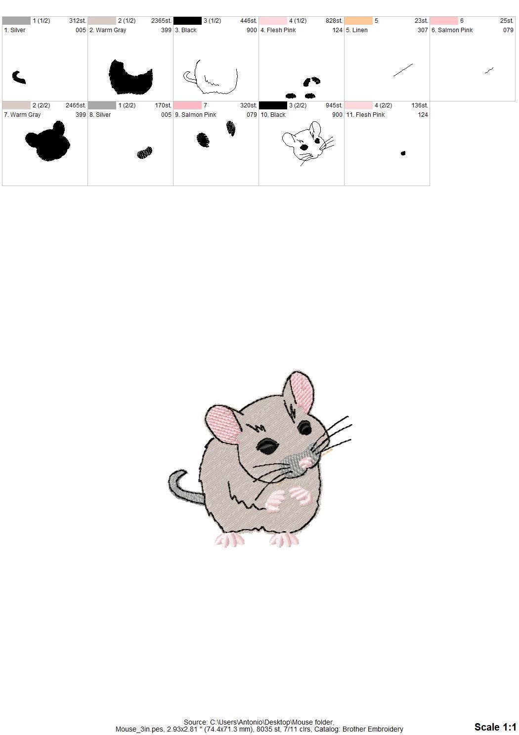 Playing Little Baby Mouse Pup Animal Thief kitchen dish towel kids funny machine embroidery designs ITH