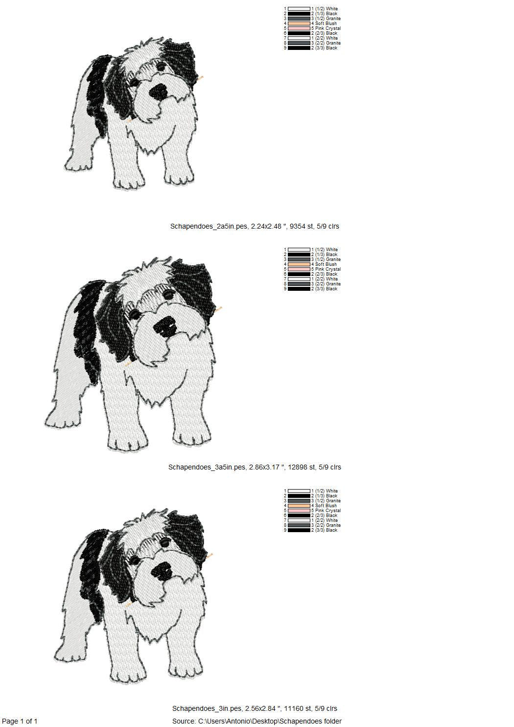 Playing Schapendoes Dutch Sheepdog Puppy Dog kitchen dish towel pet animal machine embroidery designs ITH