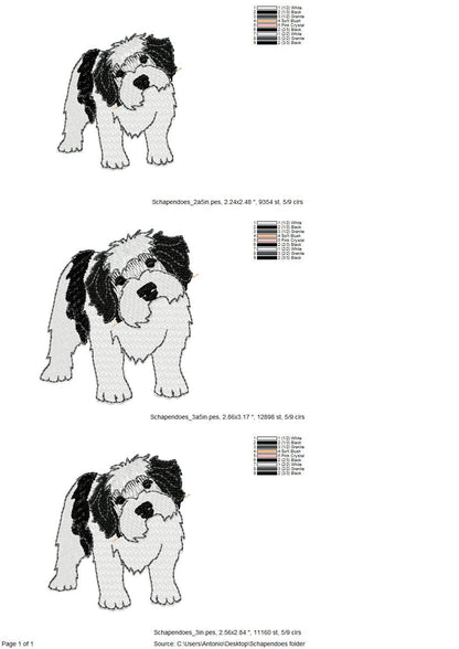 Playing Schapendoes Dutch Sheepdog Puppy Dog kitchen dish towel pet animal machine embroidery designs ITH