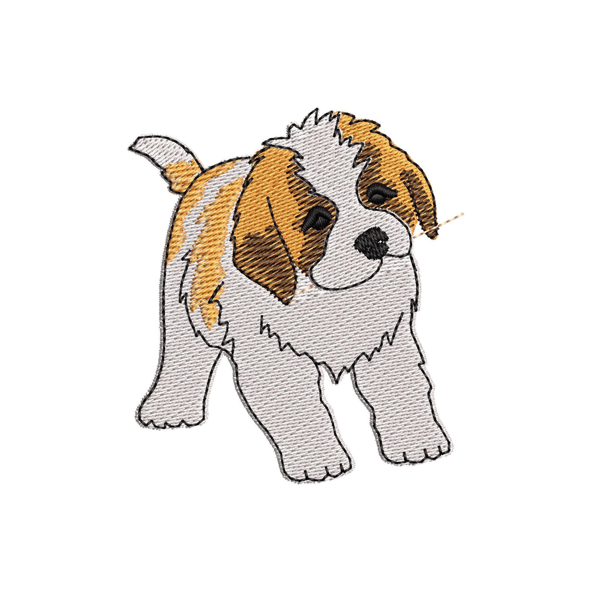 Playing Saint Bernard Puppy Dog Mama kitchen dish towel pet animal kids machine embroidery designs ITH