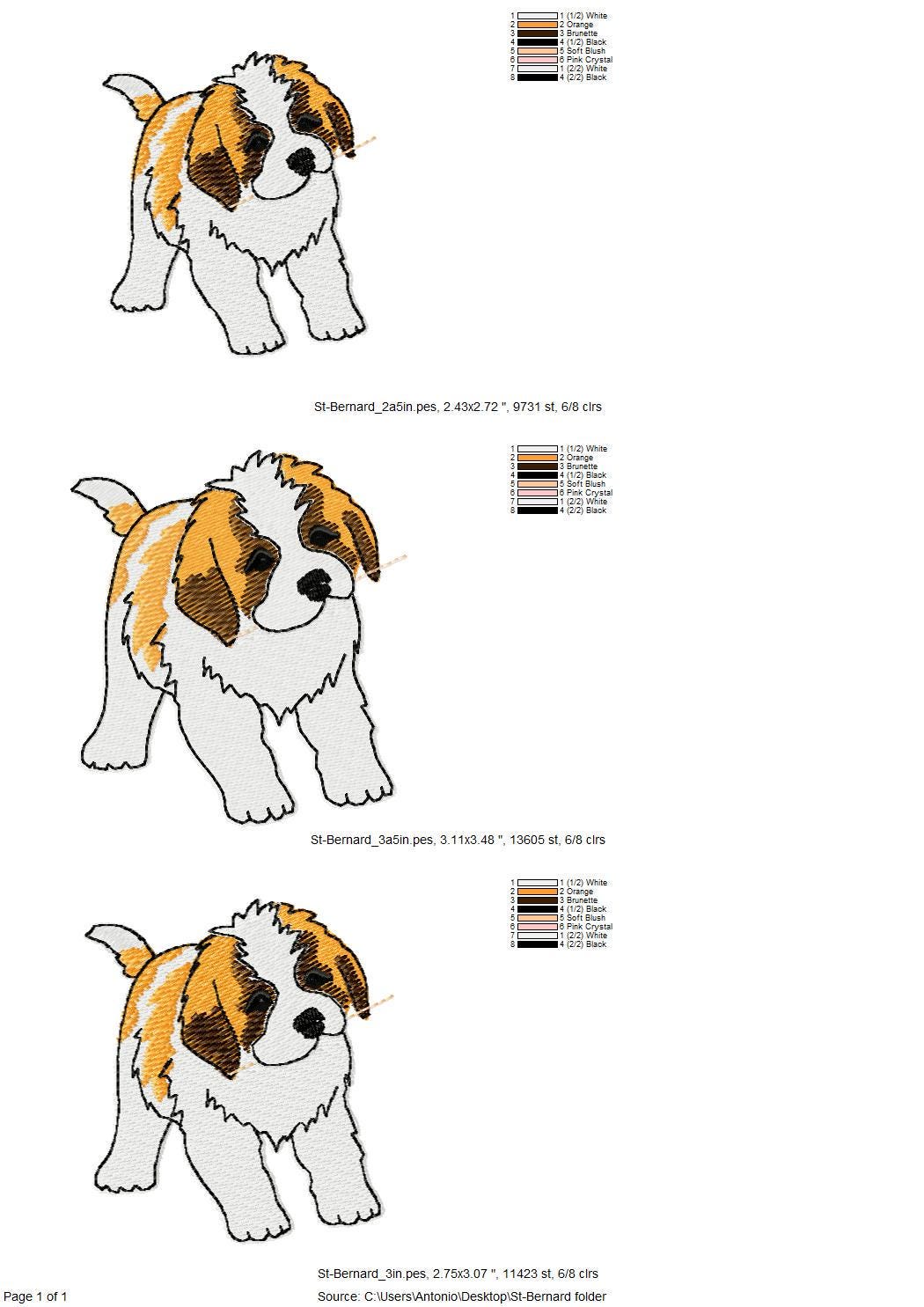 Playing Saint Bernard Puppy Dog Mama kitchen dish towel pet animal kids machine embroidery designs ITH