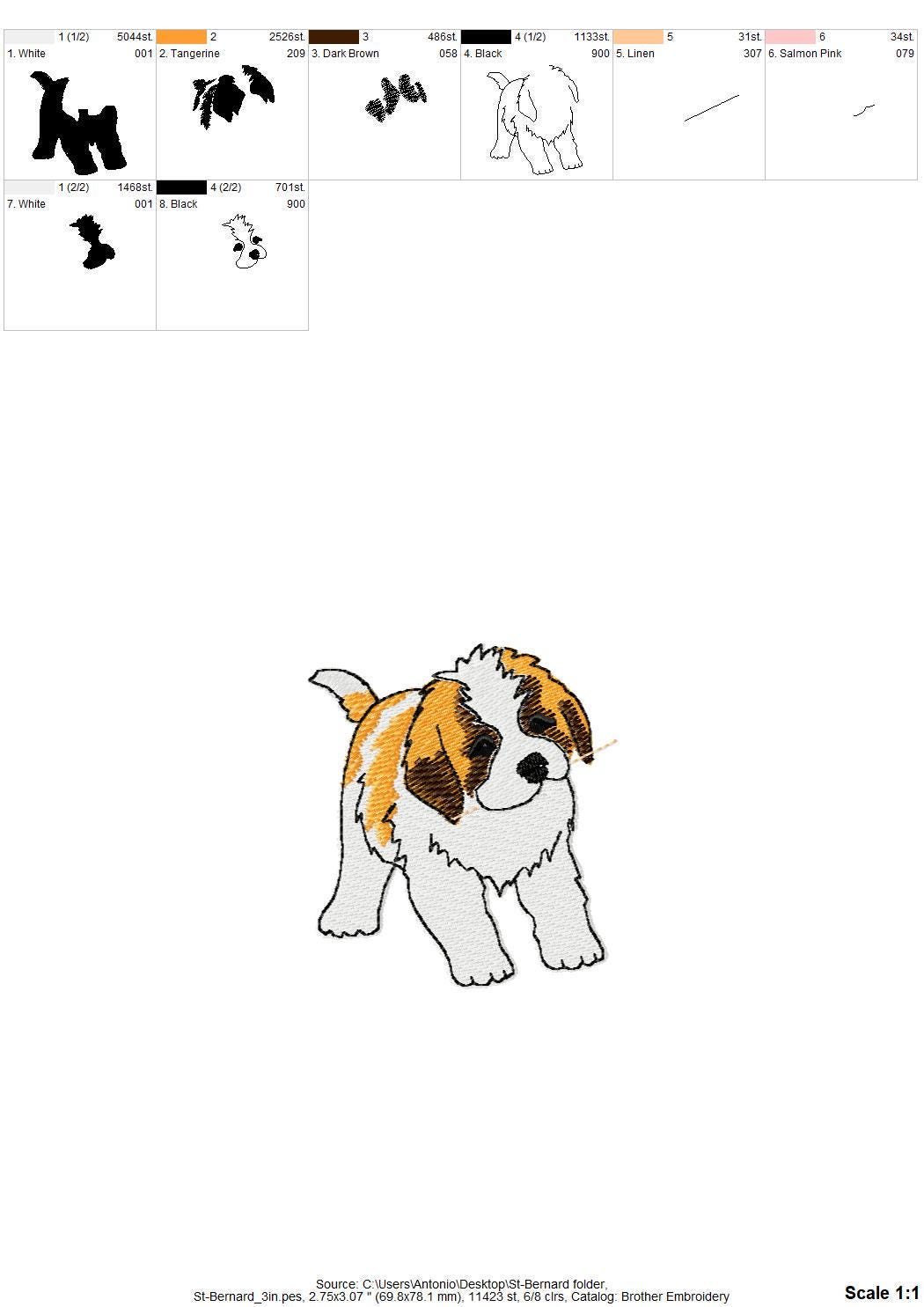 Playing Saint Bernard Puppy Dog Mama kitchen dish towel pet animal kids machine embroidery designs ITH