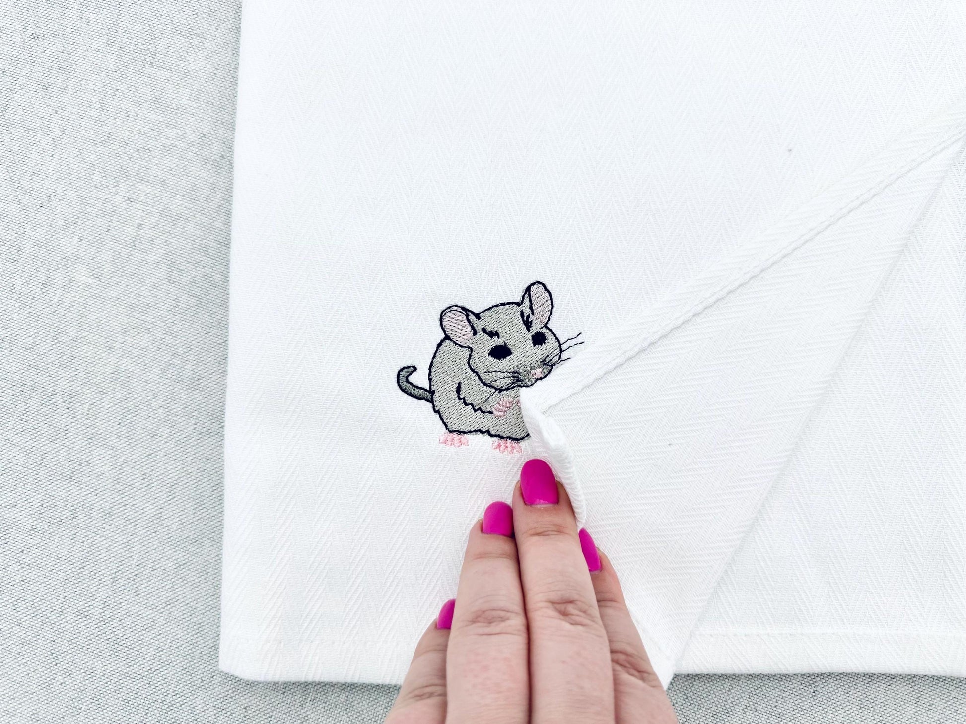 Playing Little Baby Mouse Pup Animal Thief kitchen dish towel kids funny machine embroidery designs ITH