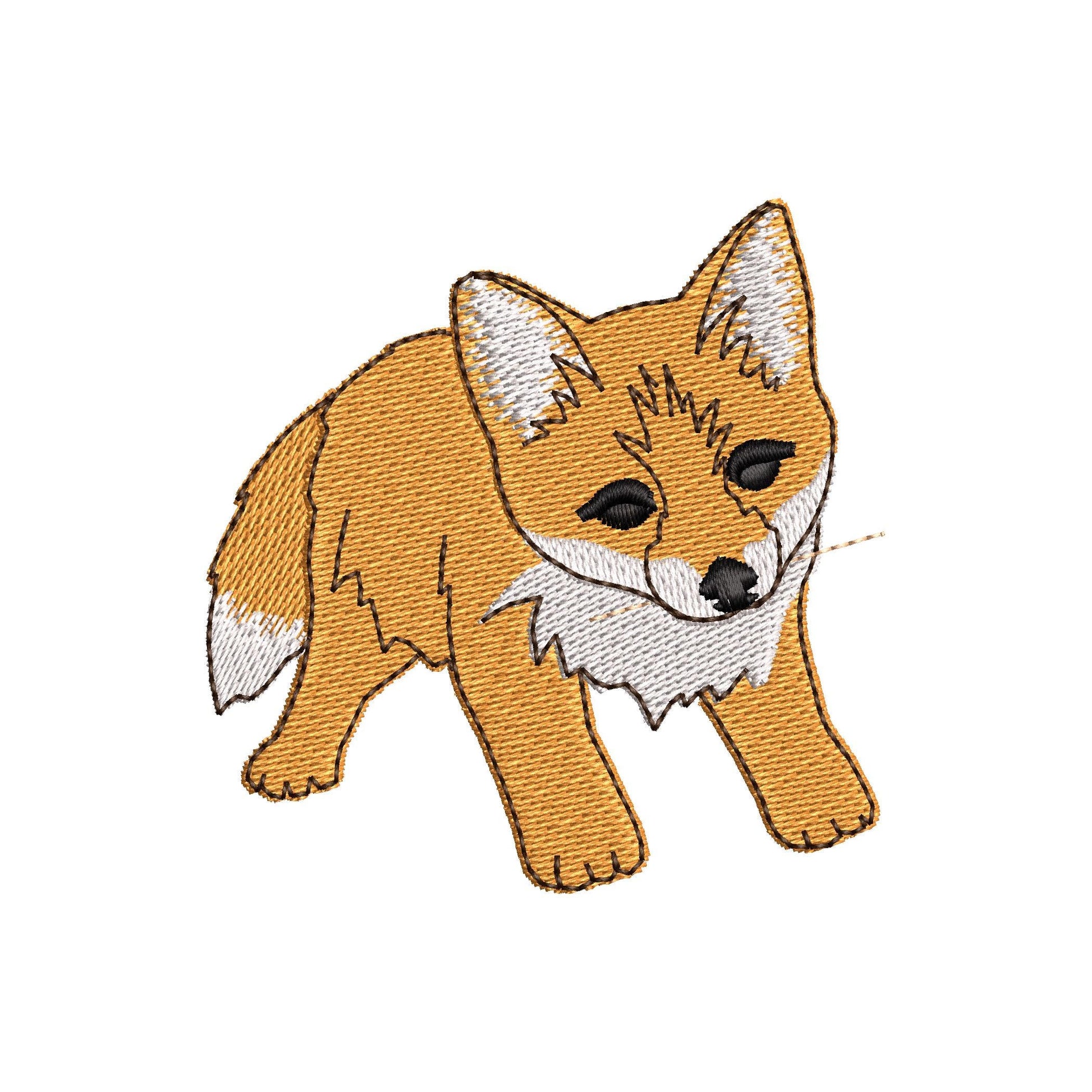 Playing Little Baby Fox Cub kitchen dish towel wild animal Thief kids machine embroidery designs ITH