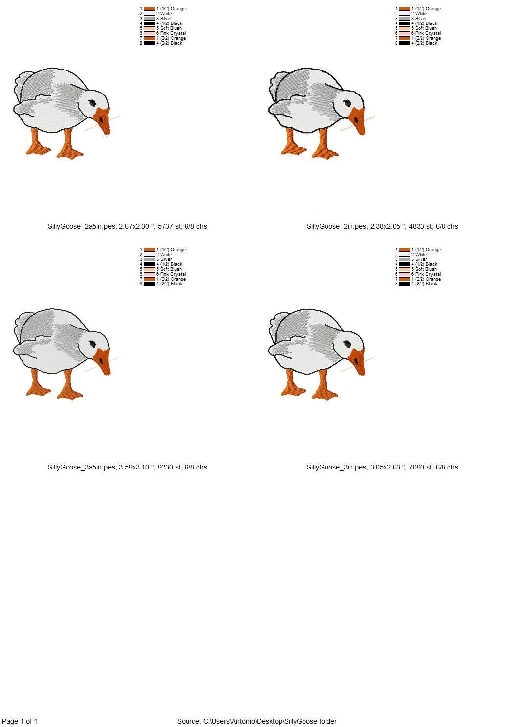 Playing Silly Goose Gosling Farm bird kitchen dish towel animal Thief kids machine embroidery designs ITH