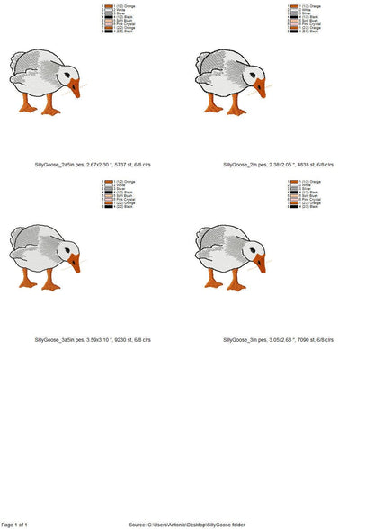 Playing Silly Goose Gosling Farm bird kitchen dish towel animal Thief kids machine embroidery designs ITH
