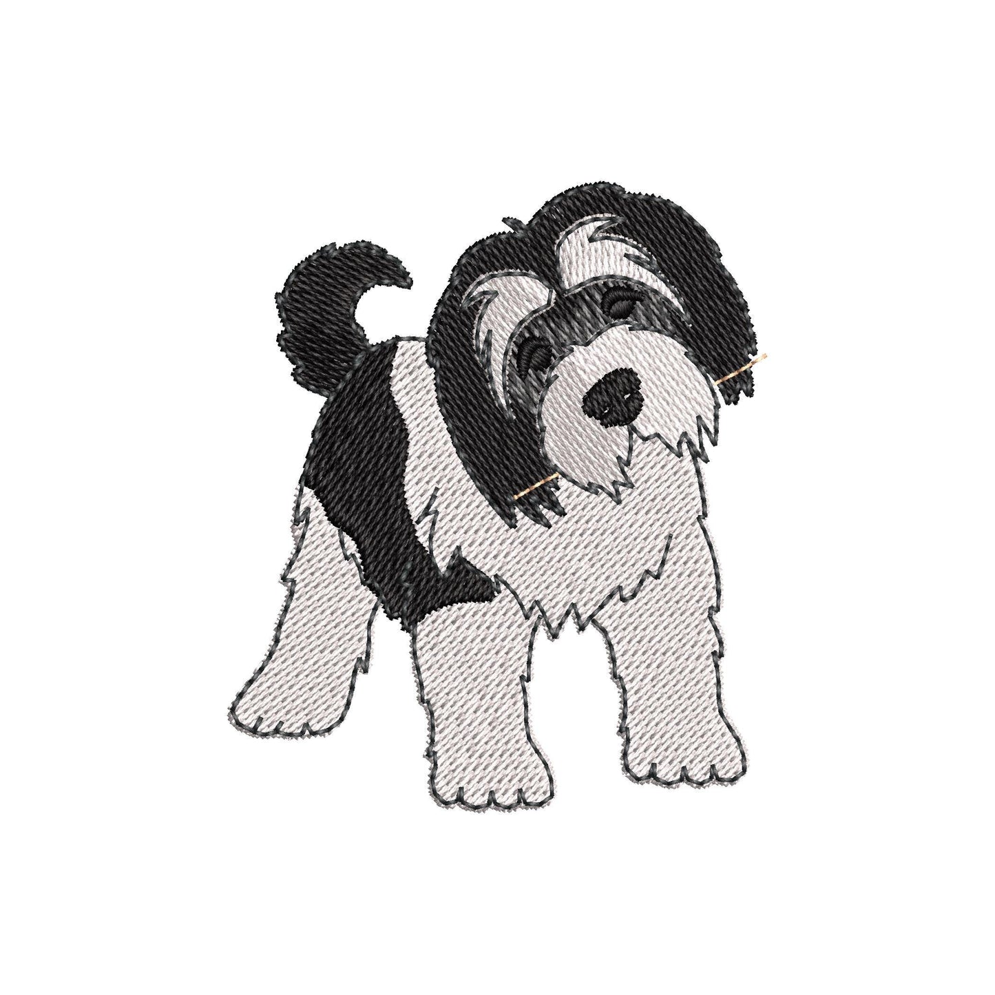Playing Tibetan Terrier Puppy Dog Mama kitchen dish towel pet animal kids machine embroidery designs ITH