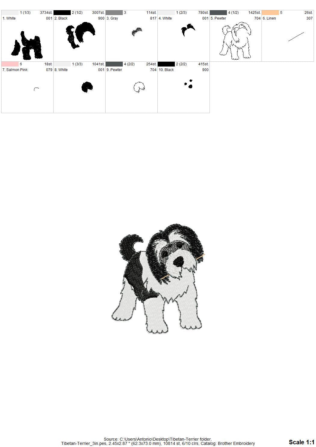 Playing Tibetan Terrier Puppy Dog Mama kitchen dish towel pet animal kids machine embroidery designs ITH