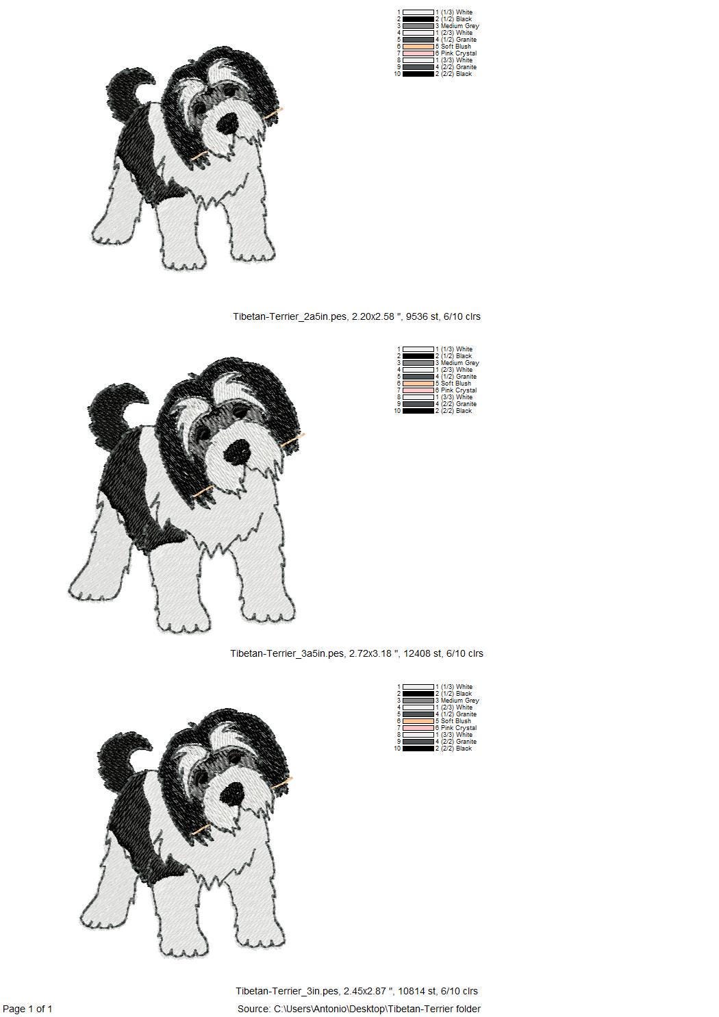 Playing Tibetan Terrier Puppy Dog Mama kitchen dish towel pet animal kids machine embroidery designs ITH
