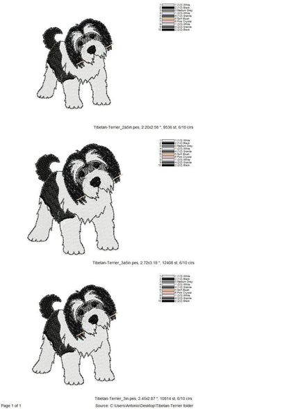 Playing Tibetan Terrier Puppy Dog Mama kitchen dish towel pet animal kids machine embroidery designs ITH