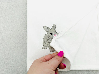 Playing Baby Bunny Rabbit kitchen dish towel animal Thief kids machine embroidery designs ITH