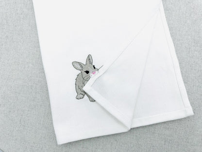Playing Baby Bunny Rabbit kitchen dish towel animal Thief kids machine embroidery designs ITH