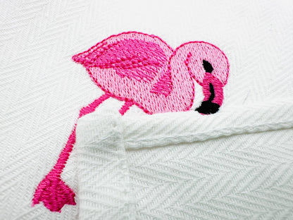 Playing Little Baby Flamingo bird kitchen dish towel animal Thief kids machine embroidery designs ITH