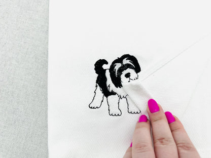 Playing Tibetan Terrier Puppy Dog Mama kitchen dish towel pet animal kids machine embroidery designs ITH