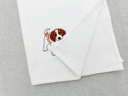 Playing Brittany Spaniel Puppy Dog Mama kitchen dish towel pet animal kids machine embroidery designs ITH