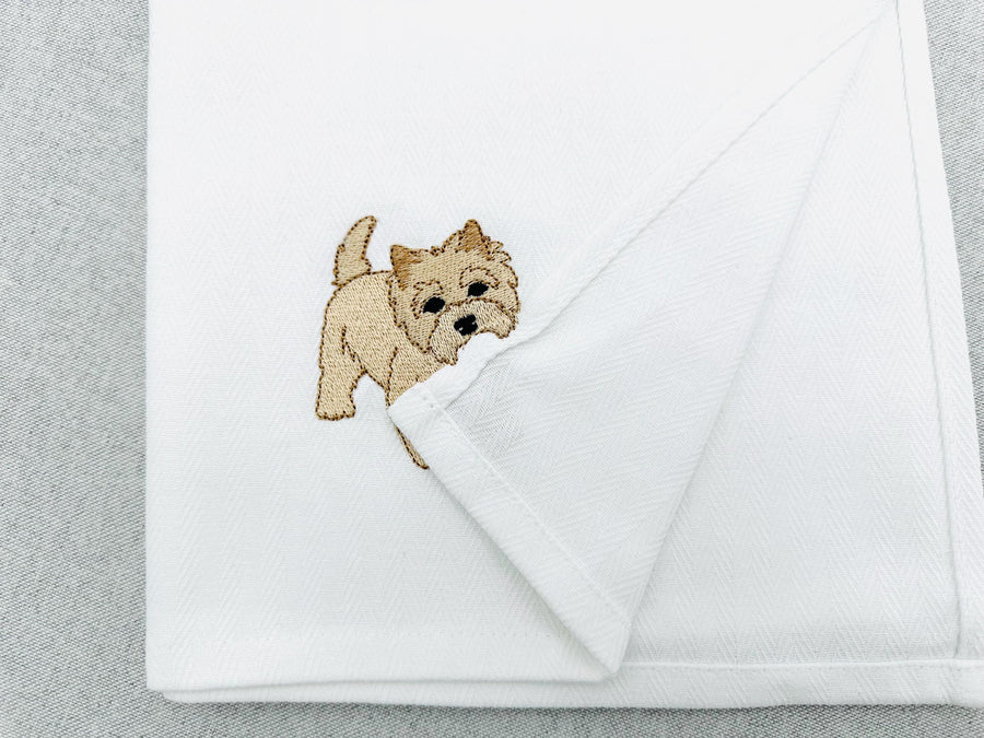 Playing Cairn Terrier Puppy Dog Mama kitchen dish towel pet animal kids machine embroidery designs ITH