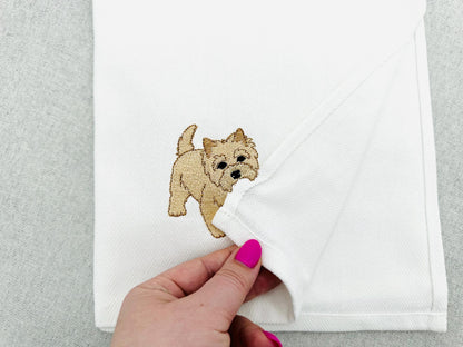 Playing Cairn Terrier Puppy Dog Mama kitchen dish towel pet animal kids machine embroidery designs ITH