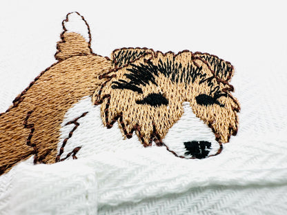 Playing Collie Puppy Dog Mama kitchen dish towel pet animal Thief kids machine embroidery designs ITH