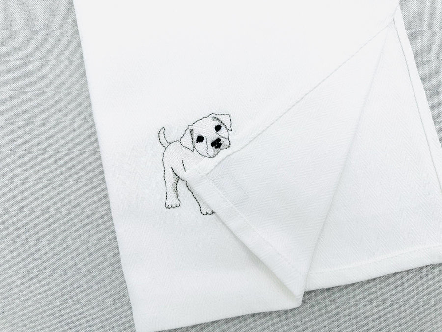 Playing Dogo Argentino Puppy Dog Mama kitchen dish towel pet animal kids machine embroidery designs ITH