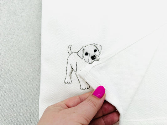 Playing Dogo Argentino Puppy Dog Mama kitchen dish towel pet animal kids machine embroidery designs ITH