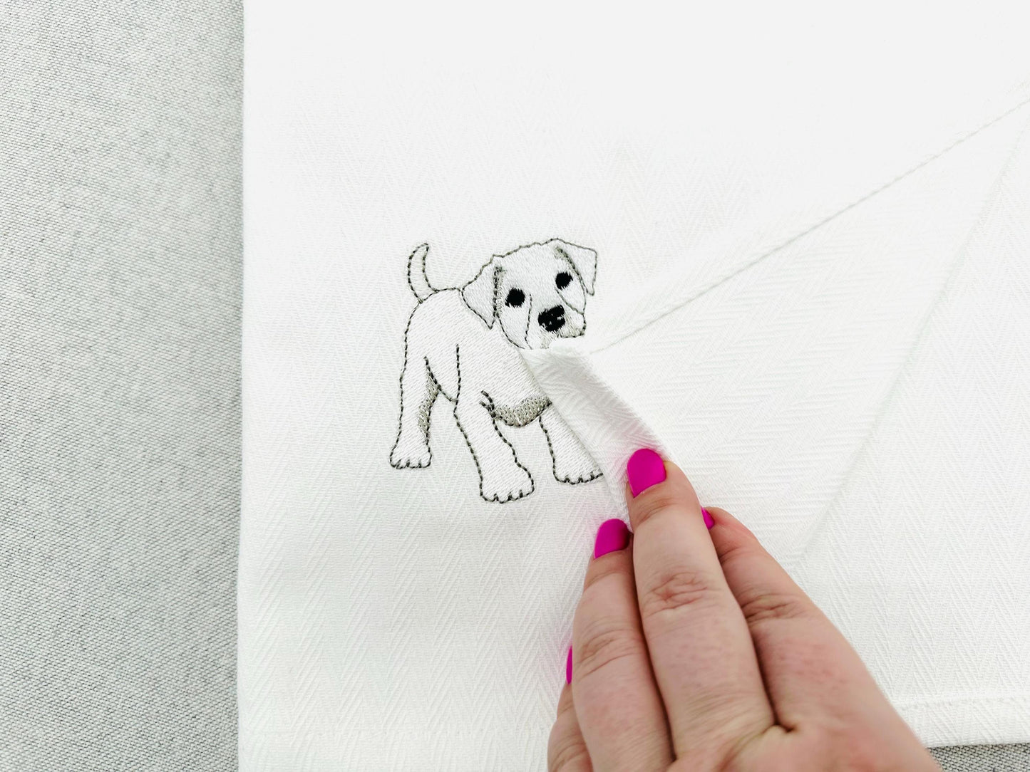 Playing Dogo Argentino Puppy Dog Mama kitchen dish towel pet animal kids machine embroidery designs ITH