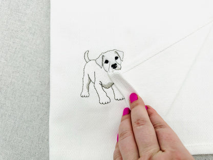Playing Dogo Argentino Puppy Dog Mama kitchen dish towel pet animal kids machine embroidery designs ITH
