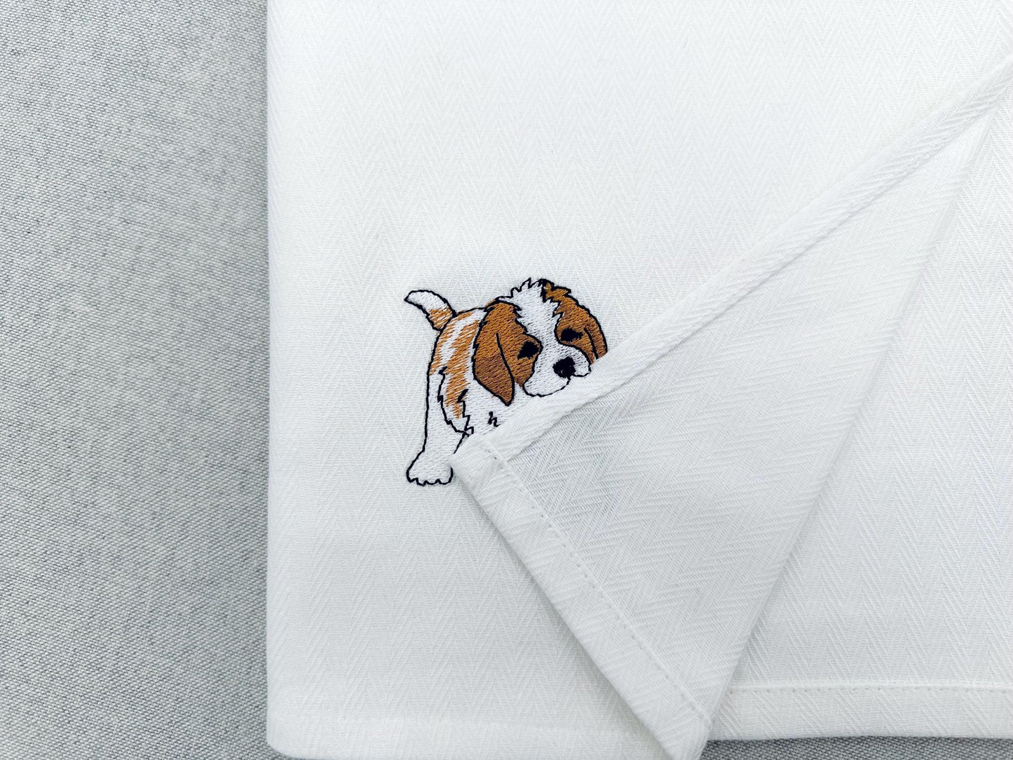 Playing Saint Bernard Puppy Dog Mama kitchen dish towel pet animal kids machine embroidery designs ITH