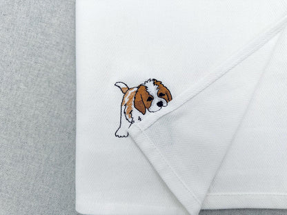 Playing Saint Bernard Puppy Dog Mama kitchen dish towel pet animal kids machine embroidery designs ITH